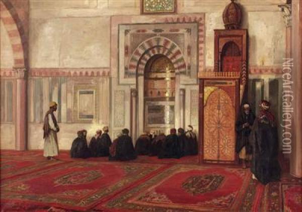 In Der Moschee Ibrahim Agha -kairo Oil Painting - Georg Macco