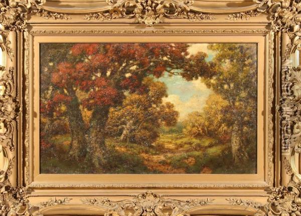 Autumn Landscape In The Forest Oil Painting - Robert Melvin Decker