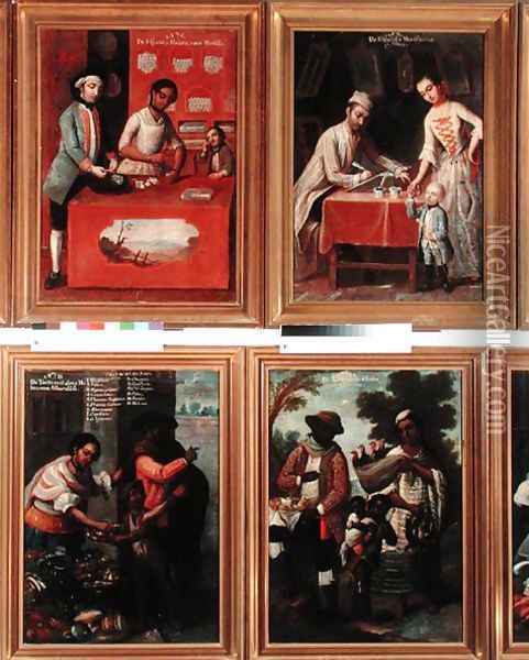 Four Different Racial Groups Oil Painting - Andres de Islas