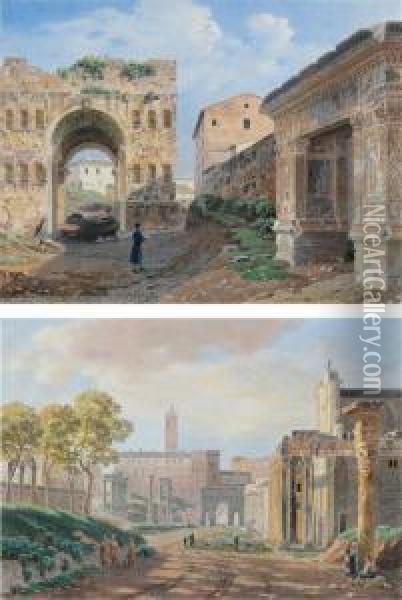 Vues De Rome : Oil Painting - Jean Lubin Vauzelle