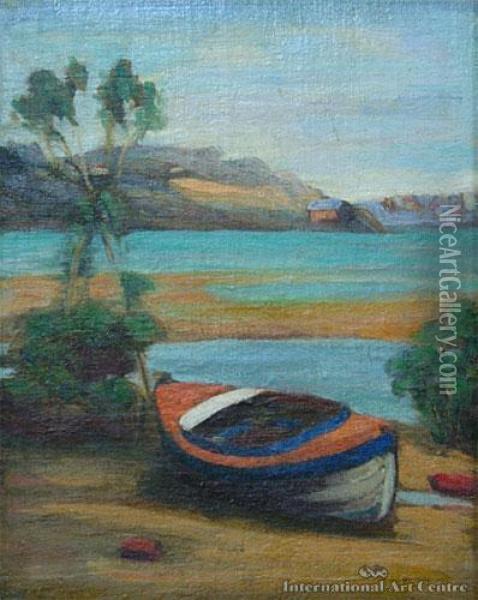 Boat In Estuary Oil Painting - Claus Edward Fristrom