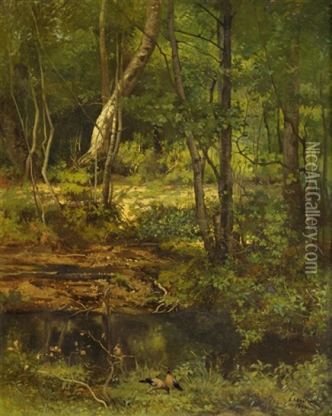 Source Dans Le Sous-bois Oil Painting - Hector Charles Auguste Octave Constance Hanoteau