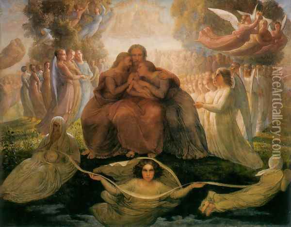 Le Poème de l'âme - Géneration divine (The Poem of the Soul - Divine Genesis) Oil Painting - Anne-Francois-Louis Janmot
