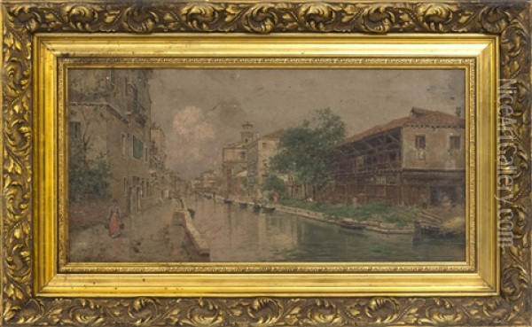 Venetian Scene Oil Painting - Antonio Maria de Reyna Manescau