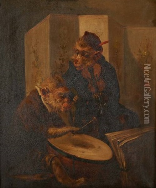 Les Singes Musiciens Oil Painting - Henry Schouten