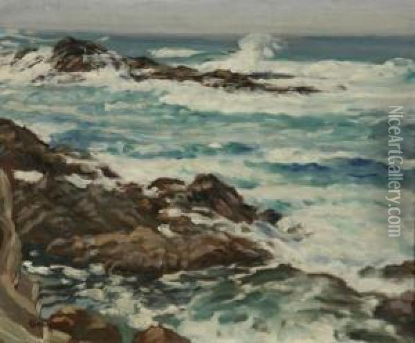 Gray Day - Ledges Below Carmel High Oil Painting - Paul Dougherty