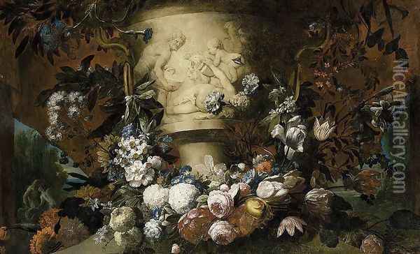 Garland of Flowers Oil Painting - Gaspar-pieter The Younger Verbruggen