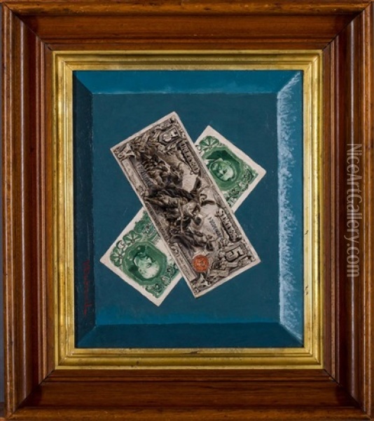 Five-dollar Bills Oil Painting - Victor Dubreuil
