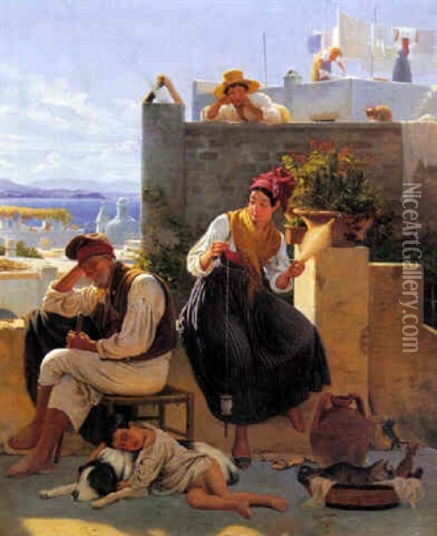 En Scene Af Det Neapolitanske Folkeliv Oil Painting - Wilhelm Nicolai Marstrand