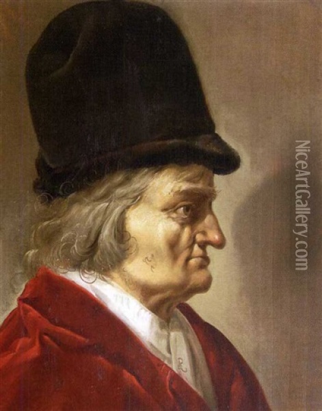 Homme De Profil Au Grand Chapeau Oil Painting - Pieter Jansz Quast