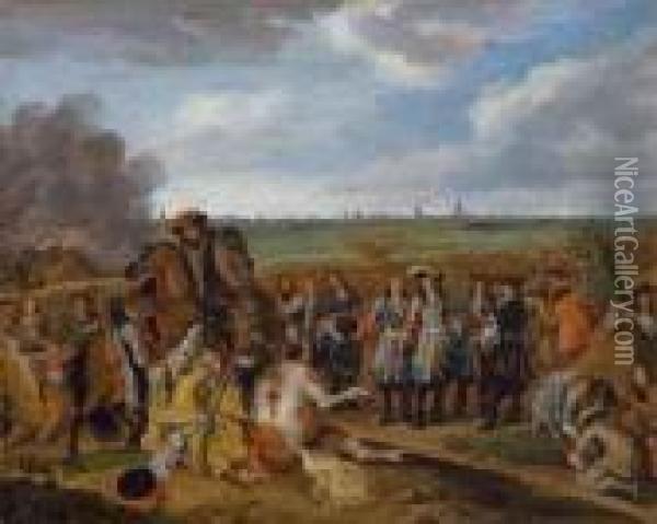 Louis Xiv Devant Le Siege De Douai Oil Painting - D'Adam-Franz Van Der Meulen
