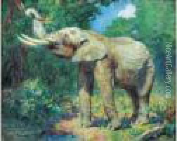 Elephant Oil Painting - Gustave Surand