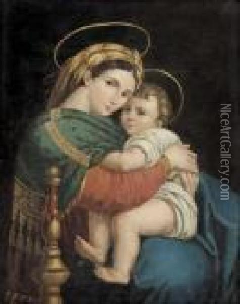 Madonna Della Seggiola Oil Painting - Raphael (Raffaello Sanzio of Urbino)
