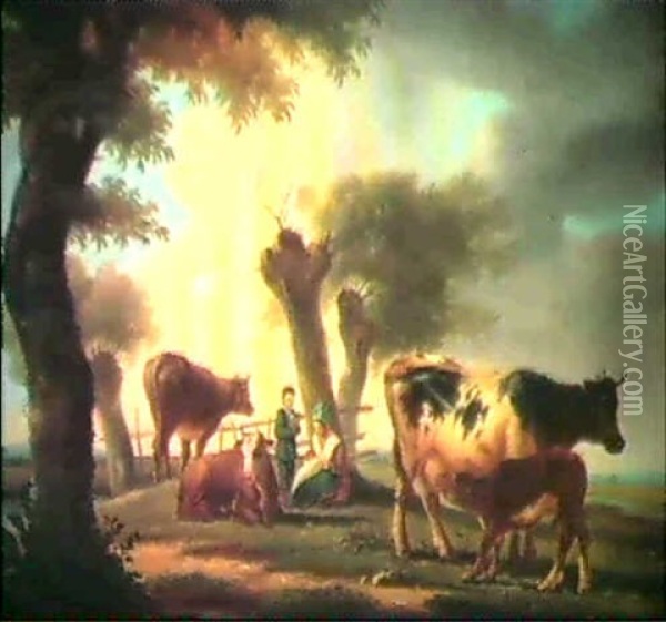 Idyllische Hirtenszene Oil Painting - Balthasar Paul Ommeganck