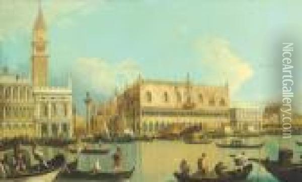 View Of Palazzo Ducale From The Grand Canal Oil Painting - (Giovanni Antonio Canal) Canaletto