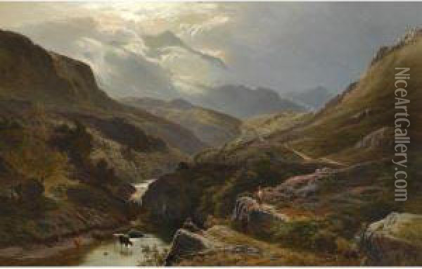 On The Road To Loch Turret, Crieff Oil Painting - Sidney Richard Percy