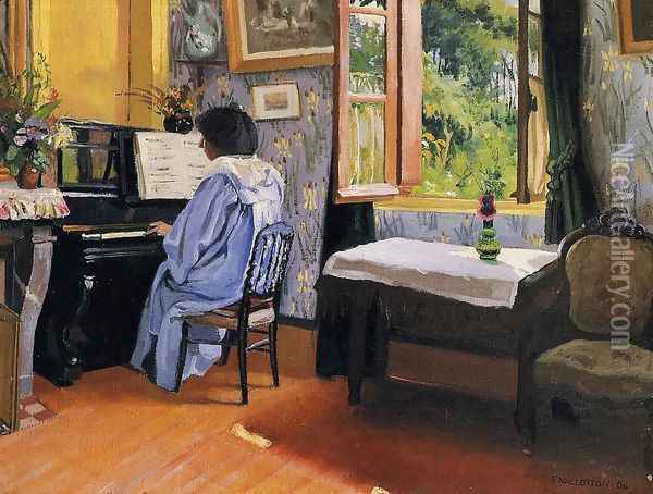 Lady at the Piano Oil Painting - Felix Edouard Vallotton