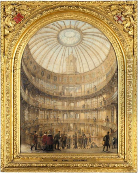 The New Coal Exchange, St Mary-at-hill, Lower Thames Street, London Oil Painting - James Bunstone Bunning