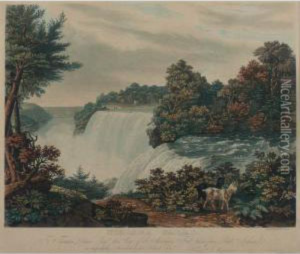 Niagara Falls... This View Of 
The American Fall, Taken From Goat Island; And ...this View Of The 
British Fall, Taken From Goat Island (deak 367-8; Lane 96-97) Oil Painting - William James Bennett