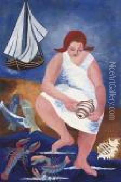 Fisherwoman Oil Painting - Alexandra Alexandrov Exter