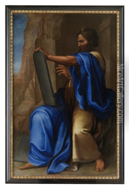 Moses Auf Dem Berg Sinai Die Zehn Gebote Haltend Oil Painting - Jacopo Bertoia