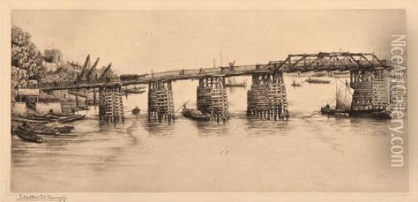 Old Battersea Bridge Oil Painting - Walter William Burgess