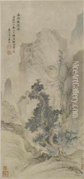 Mountain Landscape Oil Painting - Wu Li