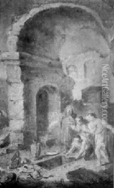 Schatzgraber In Romischen Ruinen Oil Painting - Jan van Ossenbeeck