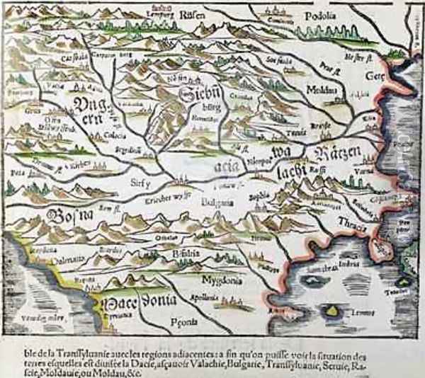 Map of Central Europe from Cosmographia Universalis Oil Painting - Sebastian Munster