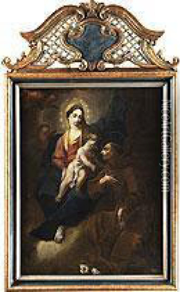 Der Heilige Antonius Von Padua (im Ordenskleid Der Franziskaner) In Anbetung Von Maria Mit Kind Oil Painting - Franz Joseph Spiegler