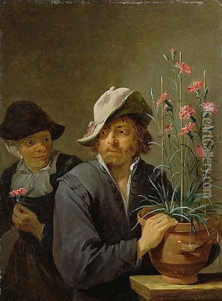 The Five Senses Series- Smelling Oil Painting - David The Younger Teniers