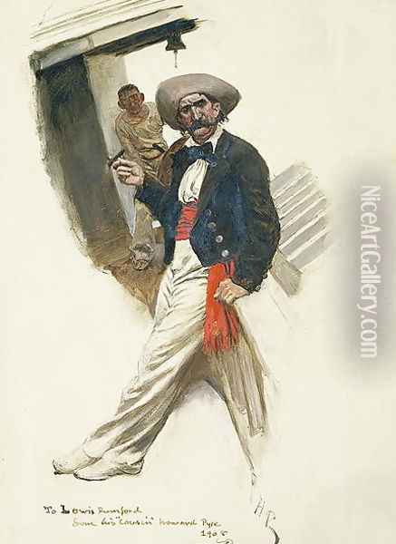 Her Captain was a Cuban, from The Cruise of the Caribee by Thomas V. Briggs, published in Harpers Monthly Magazine, December 1907 Oil Painting - Howard Pyle