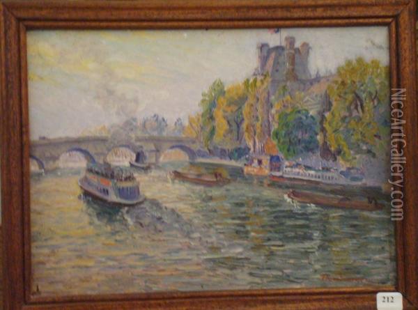 Vue Du Pont Royal Oil Painting - Edouard Jean Dambourgez