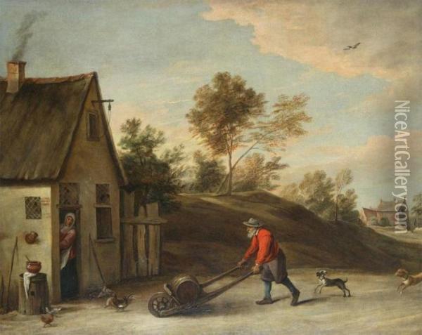 Brewer Near The Tavern Oil Painting - David The Younger Teniers