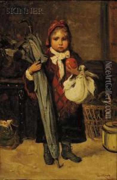 Ready For School Oil Painting - Lajos Bruck
