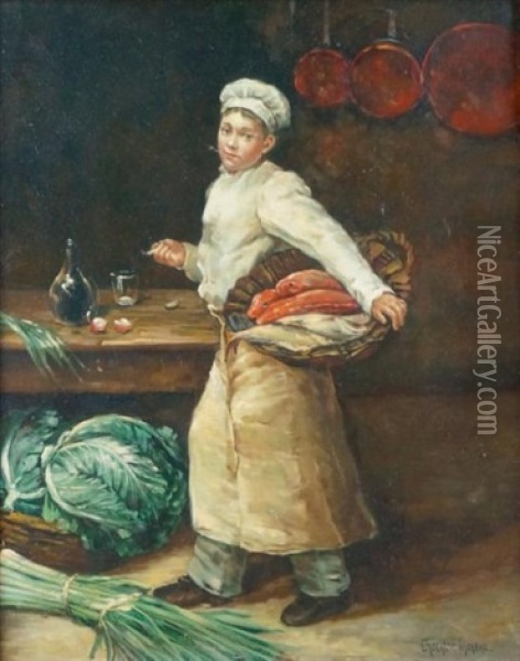 Le Jeune Cuisinier Oil Painting - Paul-Charles Chocarne-Moreau