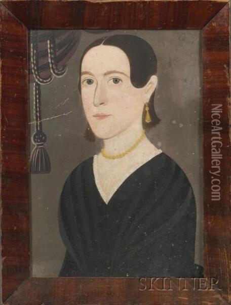 Portrait Of A Lady. Oil Painting - Sturtevant J. Hamblin