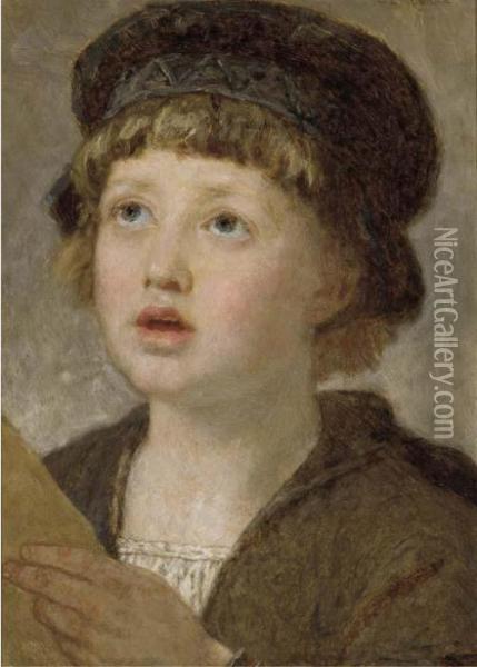 The Choir Boy Oil Painting - Karl Wilhelm Friedrich Bauerle