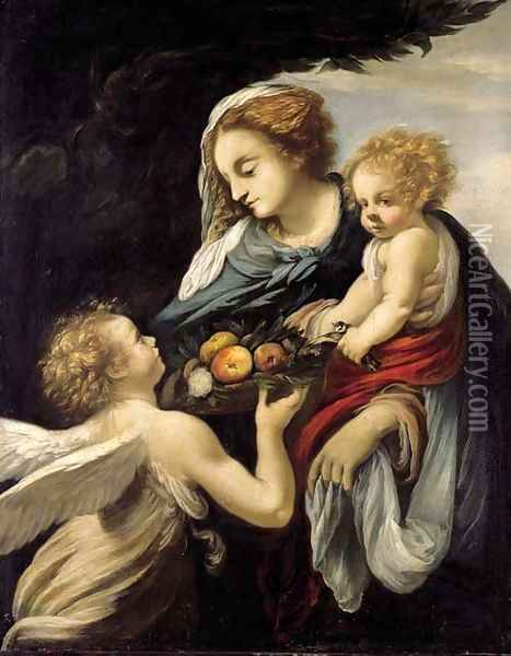 The Madonna and Child with an Angel Oil Painting - Giovanni Battista Vanni