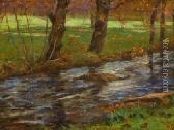 Autumn Brook Oil Painting - John Ferguson Weir