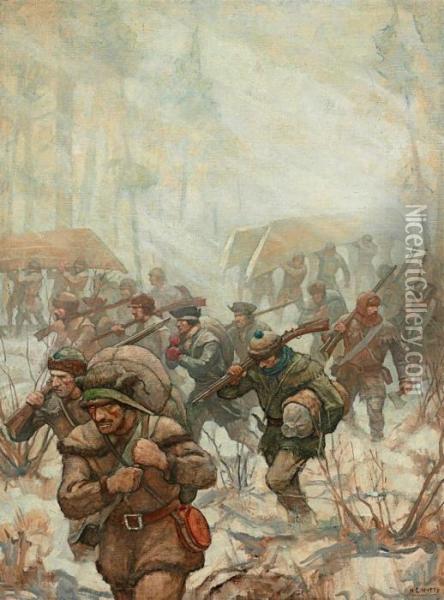 Arnold's March To Quebec Oil Painting - Newell Convers Wyeth