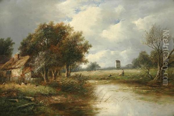 Landscape With Windmill Oil Painting - Joseph Thors