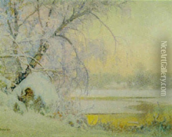 Vinterlandskap Vid Sjokant Oil Painting - Carl Brandt
