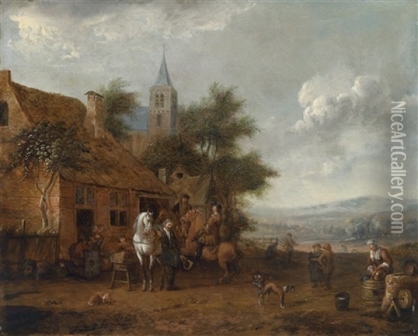 Die Rast Vor Dem Wirtshaus Oil Painting - Cornelisz van Essen
