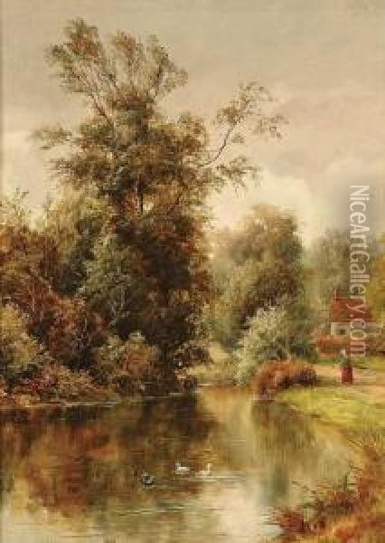 The Duck Pond Oil Painting - William Henry Waring
