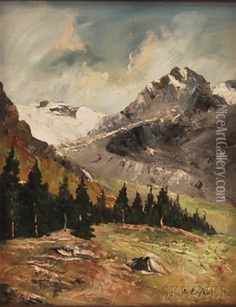 Mountain Landscape Oil Painting - Erich Erler-Samedan