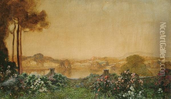 Lake District View In Cumberland Oil Painting - Thomas E. Mostyn