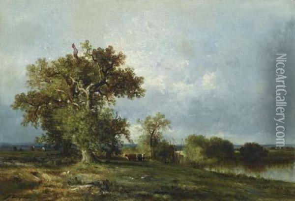 Landscape. Oil Painting - Jules Dupre