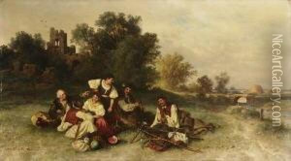 Rastende Bauern Oil Painting - Pal Bohm