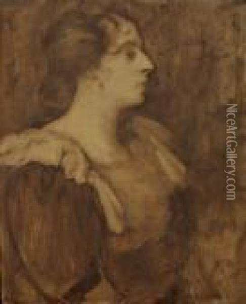 Portrait De Femme, Profil Droit Oil Painting - Eugene Carriere